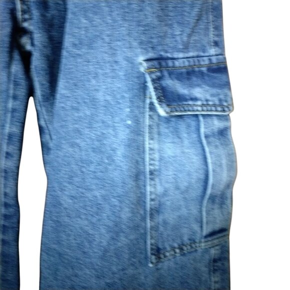 Shein Women's Size 6 Blue Wide Leg Denim Cargo Jeans Casual Classic Utility - Picture 4 of 5